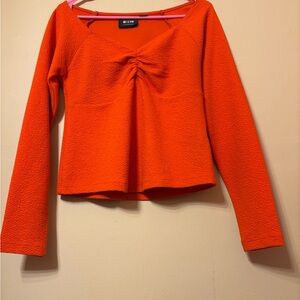 Anthropologie Maeve Vibrant Orange long sleeve Blouse